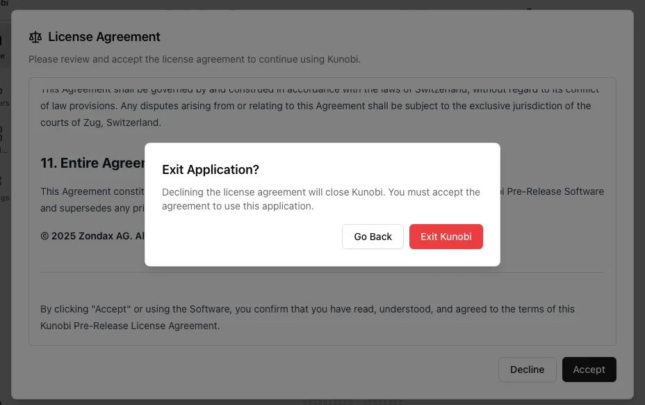 Decline confirmation dialog
