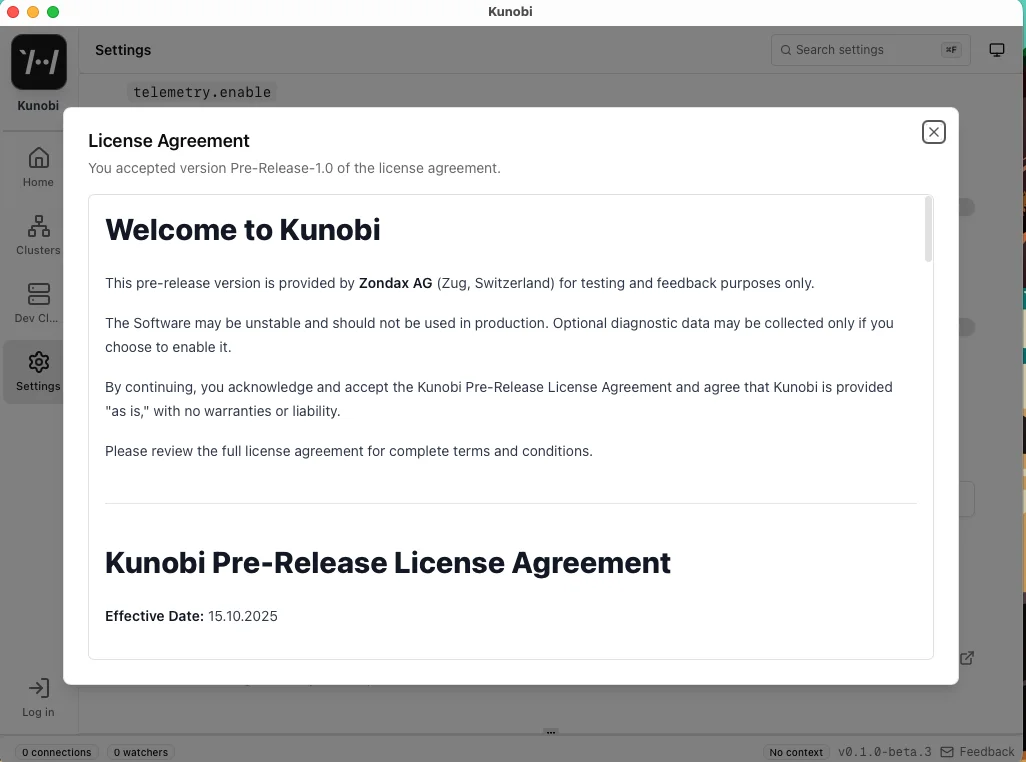 License viewer dialog