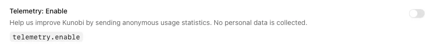 Telemetry toggle in Settings