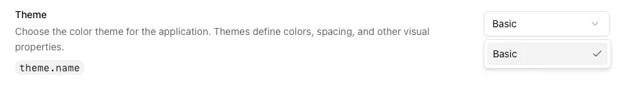 Theme dropdown with options