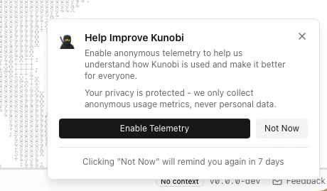 Telemetry prompt on first launch